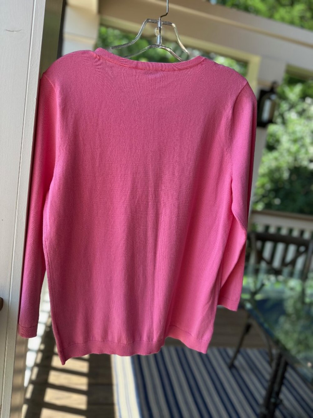 Talbots Bubble Gum Pink Cotton Blend Button Down Cardigan Crew Neck Size M NEW - Picture 7 of 11